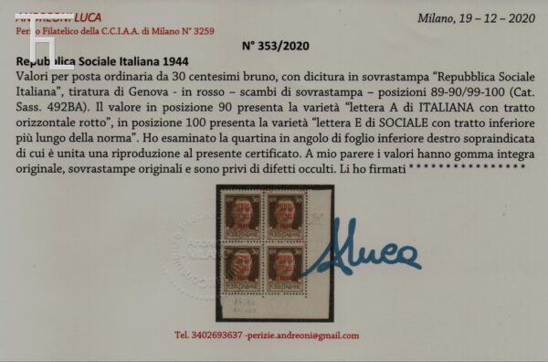 11700-Cent.30 - Tiratura DI GENOVA - Scambio di soprastampa - - Image 3