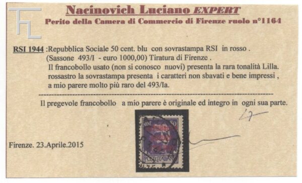 13300-Cent. 50 - Tiratura di Firenze - LILLA - - Image 4