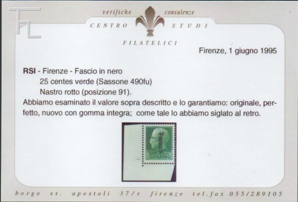 2200-Cent.25 - Tiratura di Firenze - scambio di soprastampa - Image 3