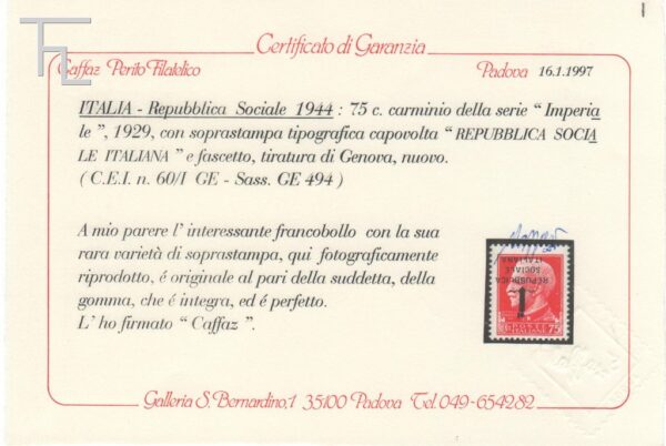 18700-Cent. 75 - Tiratura di Genova - - Image 3