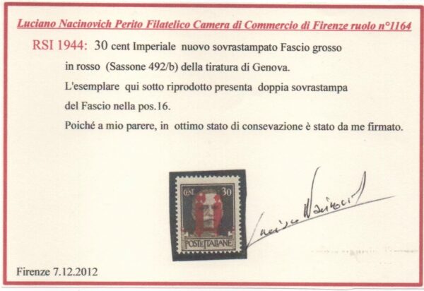 10050-Cent.30-Tiratura di Genova-doppia soprastampa- - Image 6